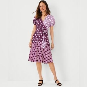Ann Taylor Floral Wrap Midi Dress size 4P